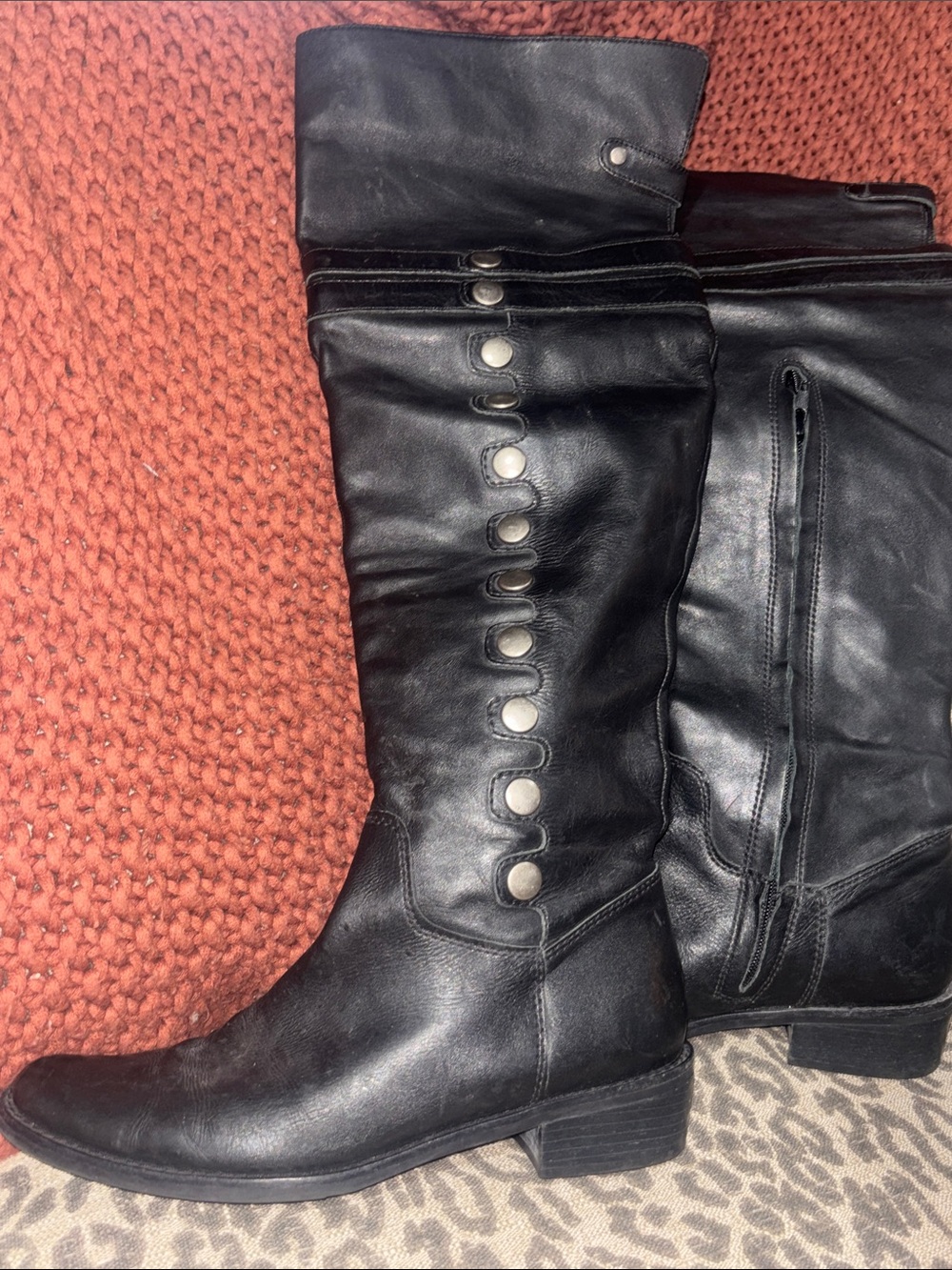 Matisse otk boot black leather studded slouchy statement boots moto punk western